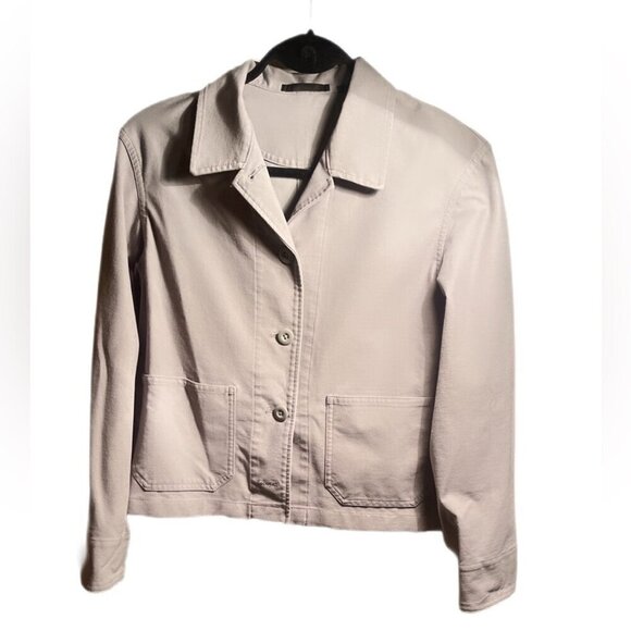 Uniqlo relaxed grey collared long sleeve button down layered cropped jacket XS - Picture 2 of 5
